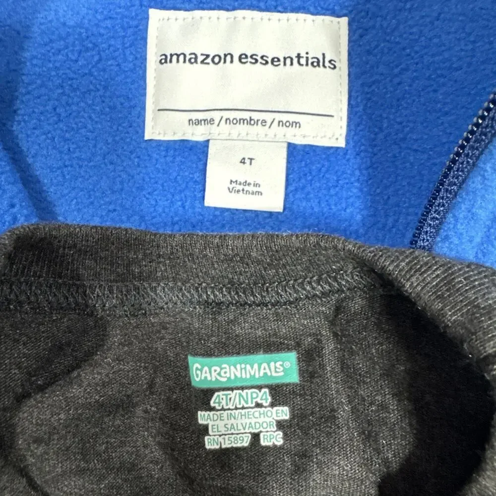 Lot of 2 Amazon Essential Full Zip Fleece Vest & Garanimals Tee Boys Size 4T